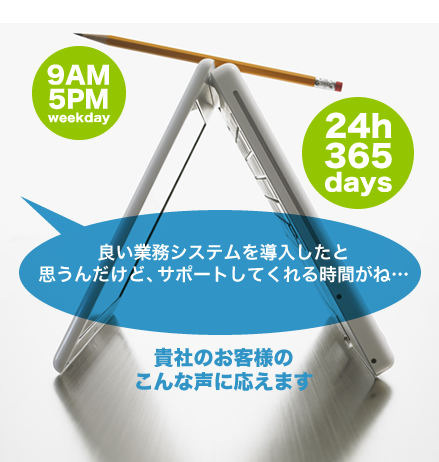 「良い業務システムを導入したと思うんだけど、サポートしてくれる時間がね…」貴社のお客様のこんな声に応えます